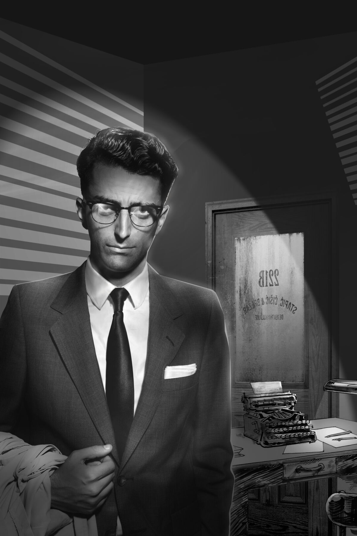 Aleksandar Brezar u Sarajevu, fotografija Vanije Lisac s ilustracijama u stilu starog crno-bijelog stripa