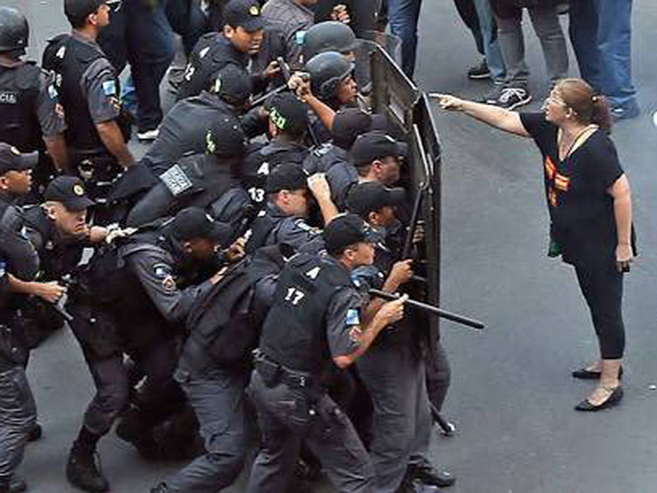 During a teachers’ protest in Brazil 