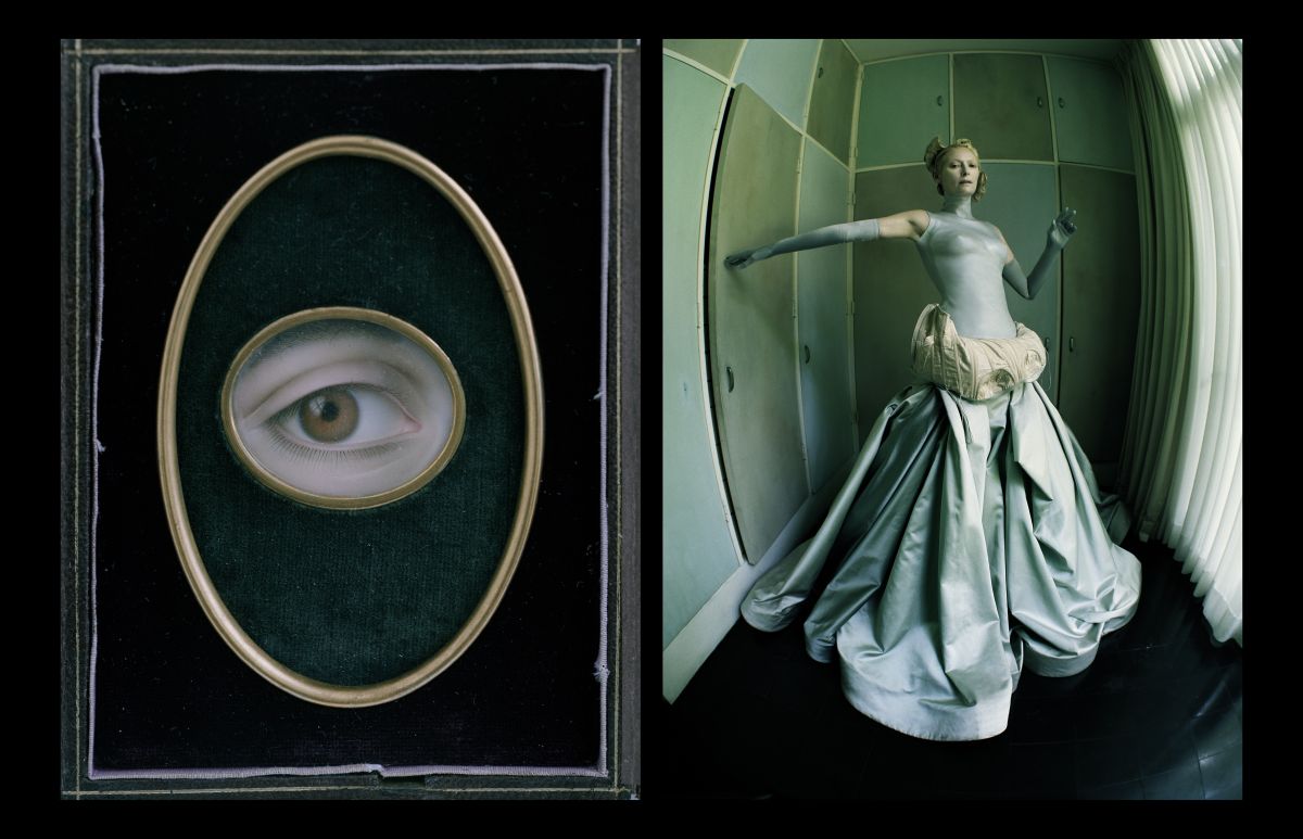 Joseph Sacco's Oeil de Jeune Femme, 1844 / Tilda Swinton, Fashion: Zac Posen, Francesco Scognamiglio and Gaspar Gloves, Houston, Texas, 2014 © Tim Walker 