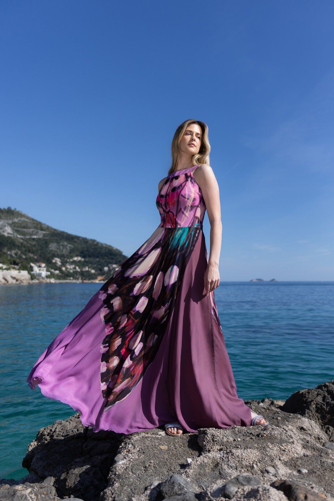 Belma Tvico Continuum SS 2026 ljubičasta maxi haljina more Dubrovnik