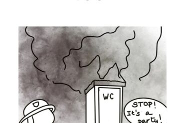 Ilustracija bosanske fraze iz knjige Say It Like a Bosnian – doslovno tumačenje izraza s humorističnim crtežom