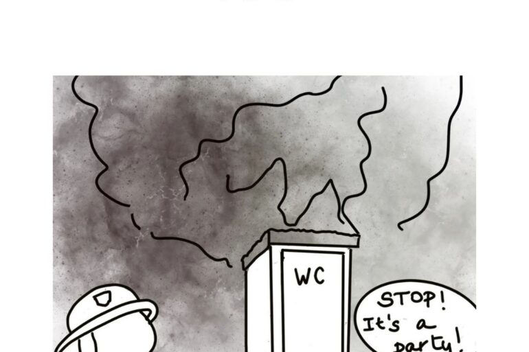 Ilustracija bosanske fraze iz knjige Say It Like a Bosnian – doslovno tumačenje izraza s humorističnim crtežom