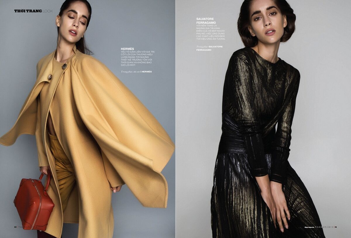 Ženski model u editorijalu za Hermès i Salvatore Ferragamo, primjer profesionalnog modnog editoriala, referentna fotografija za Swan Model Management casting Sarajevo