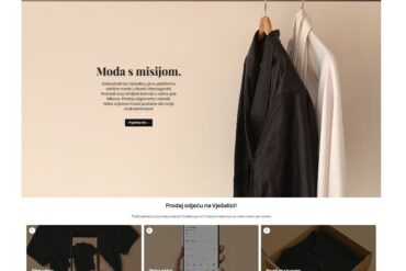 Korisnički interfejs početne stranice aplikacije Vješalica sa izdvojenim cijenama za polovne artikle brendova Zara i Gucci