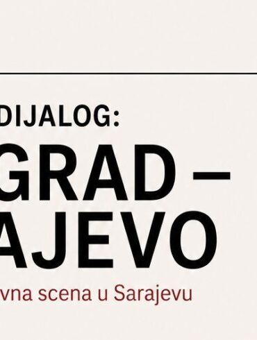 Plakat izložbe "Kreativni dijalog: Beograd – Sarajevo" u galeriji Collegium artisticum