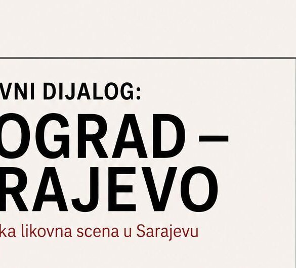 Plakat izložbe "Kreativni dijalog: Beograd – Sarajevo" u galeriji Collegium artisticum