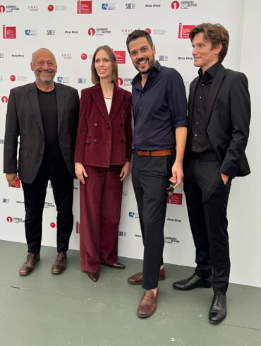 Mirsad Purivatra i Jovan Marjanović iz Obala Art Centra Sarajevo sa ekipom filma My Notes on Mars u Veneciji